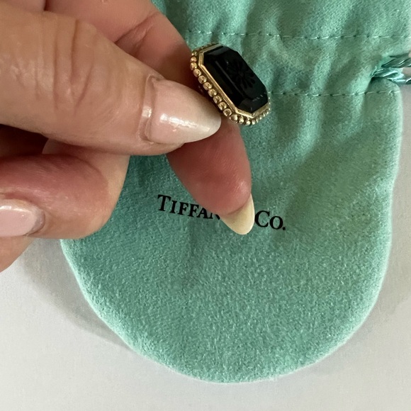 Authentic Tiffany & Co.Onyx Ring Ziegfeld, Sz 5 - Picture 8 of 10